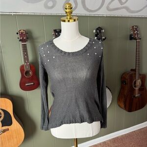 Tilly’s Charcoal Gray Knit Studded Sweater